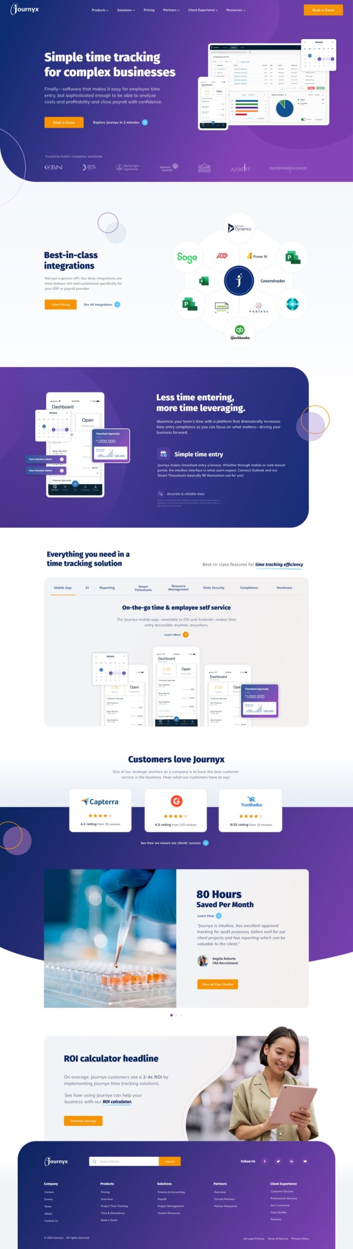 JournyX full homepage design