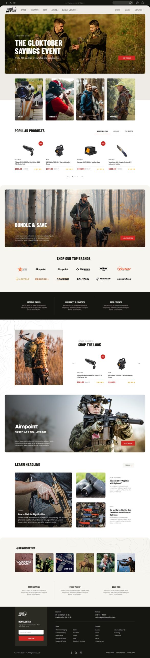 Kenzie's Optics full homepage design